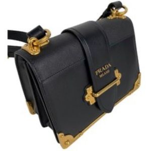 PRADA Cahier Large Black Leather Cross Body Bag